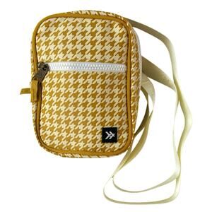 Thread Yellow White Houndstooth Crossbody Sling Bag Wallet Pouch Handbag OS